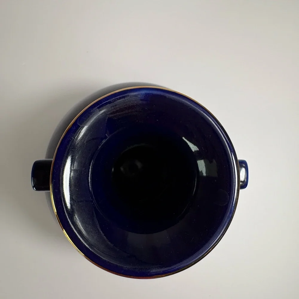 Vintage Japanese Cobalt Blue Porcelain Vase-Hand-painted Golden Pheasant